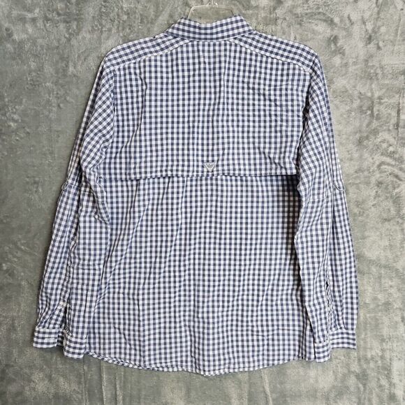 Columbia Shirt Women's Medium Blue Long Sleeve Button Down Vented Logo fishing - Picture 7 of 9